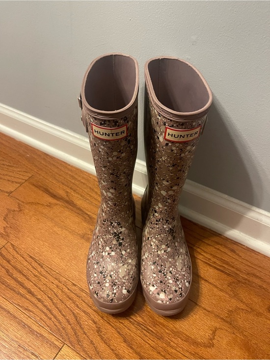 Hunter Shoes - Hunter Tall Waterproof Rain Boots Particle Print Splatter Mauve Size 3